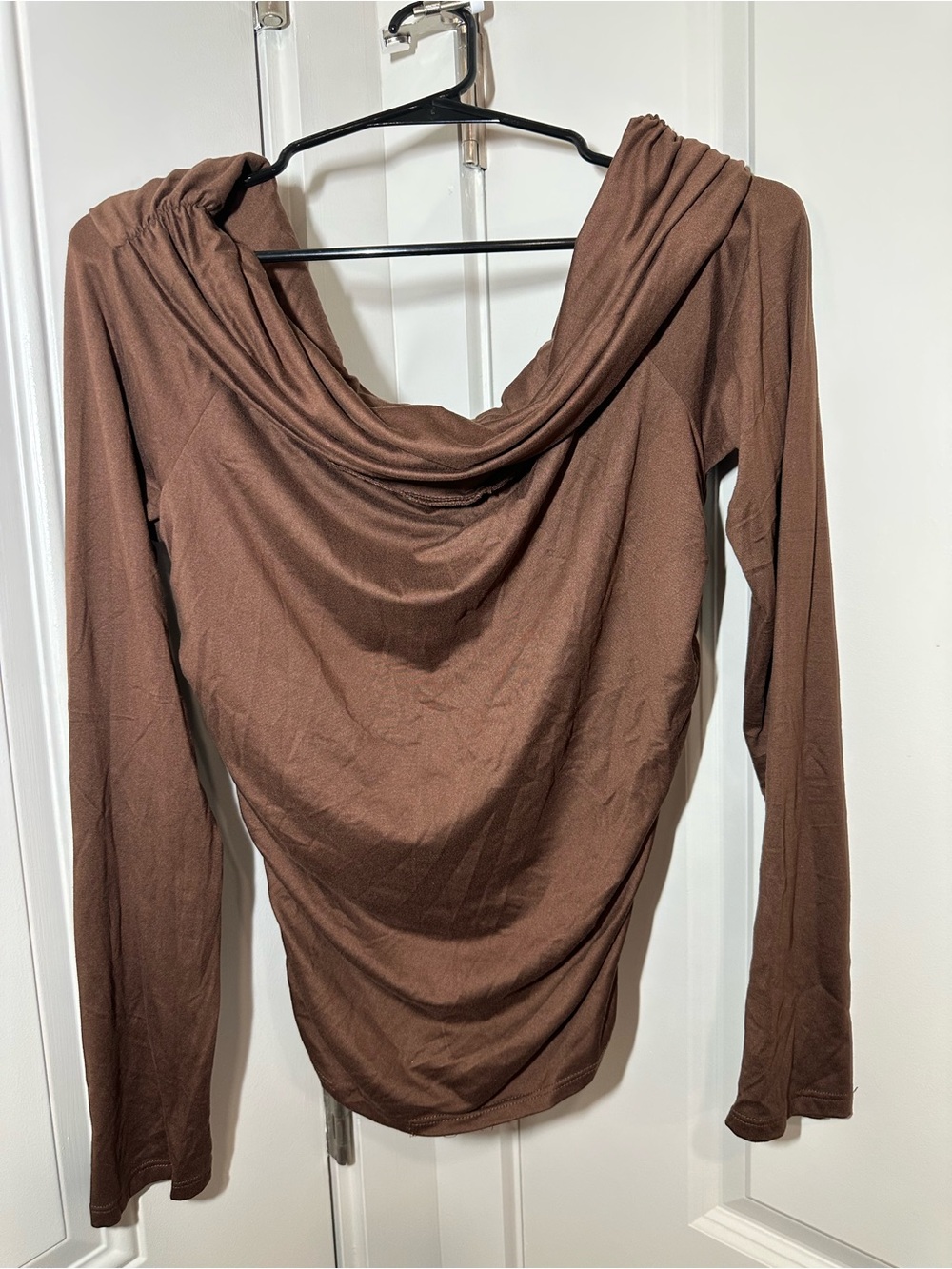 Forever 21 Brown Draped Cowl Neck Long Sleeve Top